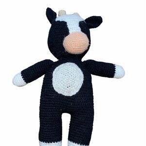 Black crochet knit cow plush